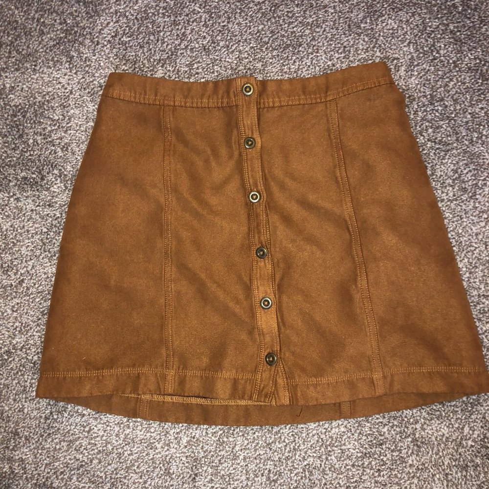 Hollister Button Up Tan Suede Mini Skirt Size 3